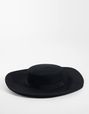 Asos Design Wide Brim Hat In Black