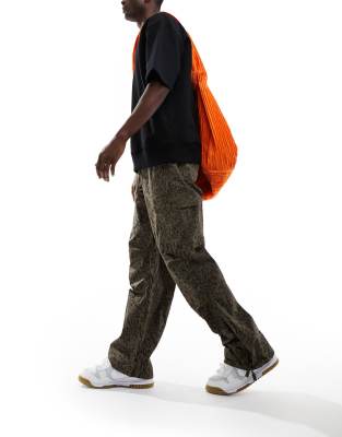 ASOS DESIGN wide cargo parachute pants in animal print