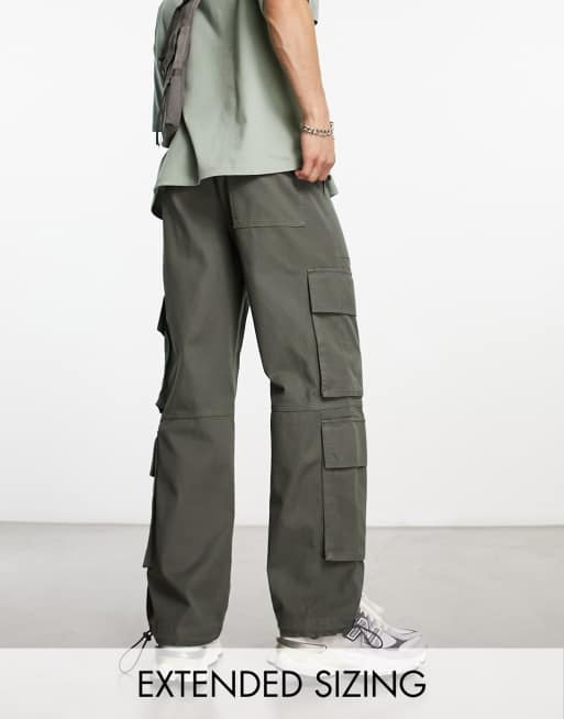 ASOS DESIGN Curve oversized cargo pants with multi pocket in khaki