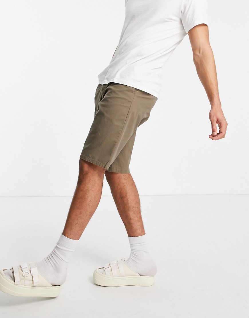 Asos Design Wide Chino Shorts In Walnut-brown