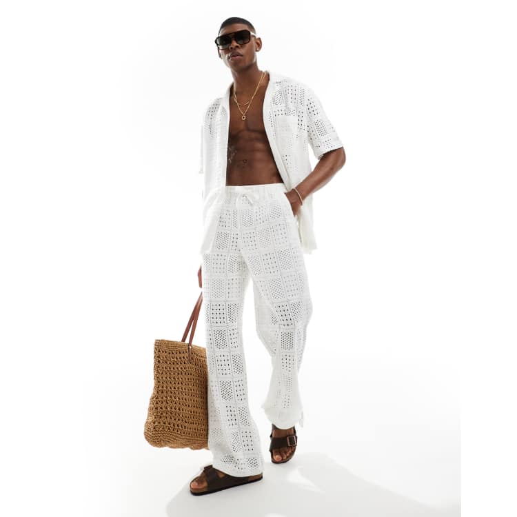 パンツ THREE TO EIGHTY CROCHETED POCKET CONTRAST PANTS WHITE Designer fashion, Seoul-fully created | W Concept