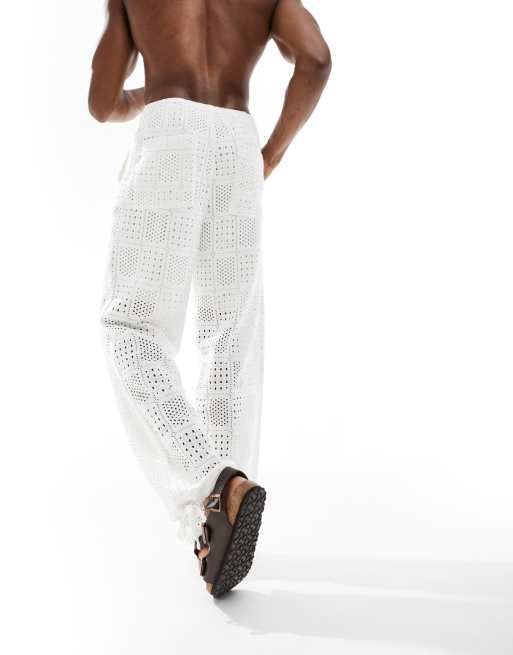 パンツ THREE TO EIGHTY CROCHETED POCKET CONTRAST PANTS WHITE Designer fashion, Seoul-fully created | W Concept