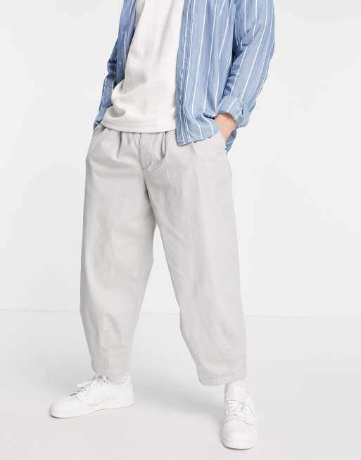 ASOS DESIGN wide crop chino pants in light grey