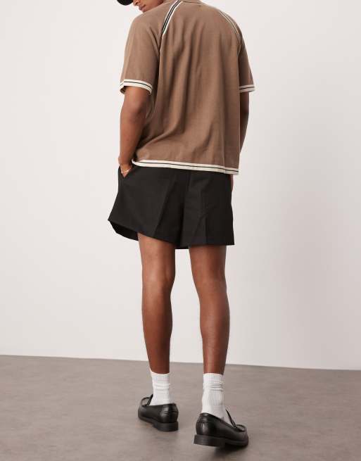 ASOS DESIGN wide cropped dressy shorts with front pleats in