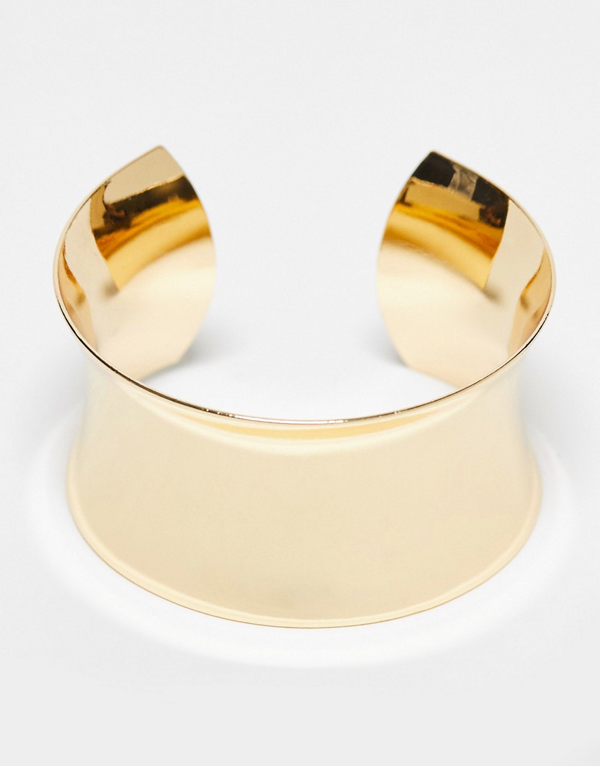 ASOS DESIGN wide cuff bracelet in gold tone