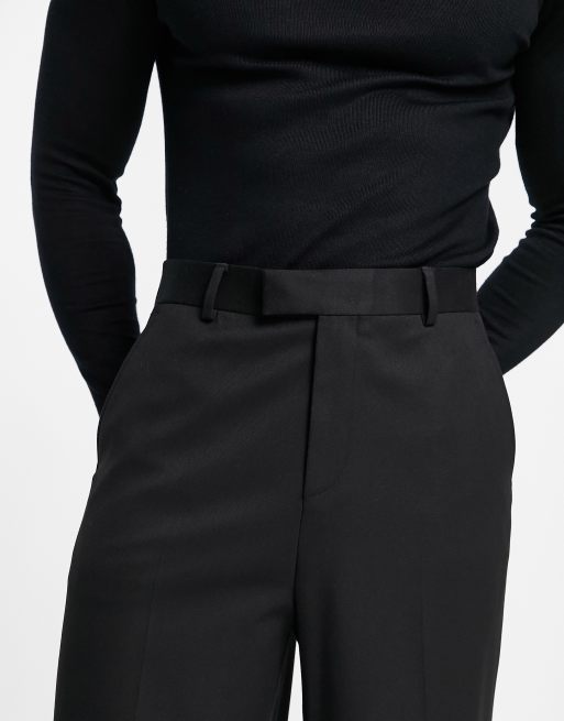 ASOS DESIGN wide culotte smart trousers in black, 2 of 4