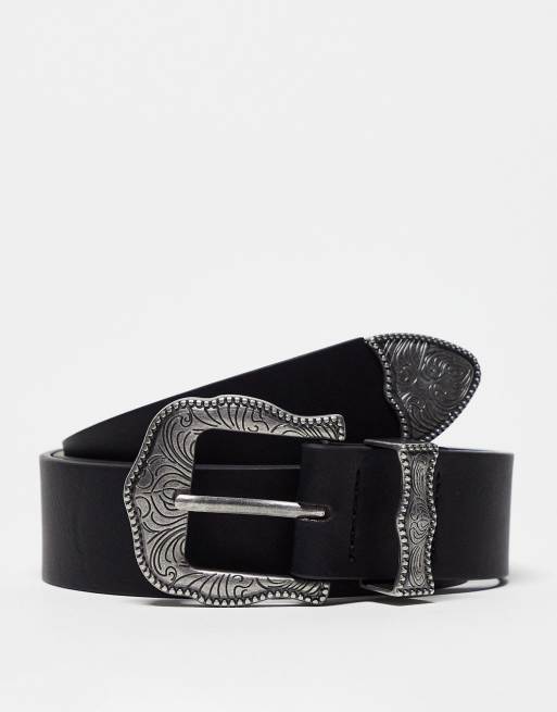 ASOS Design Webbing Belt with Matte Black Buckle in Black