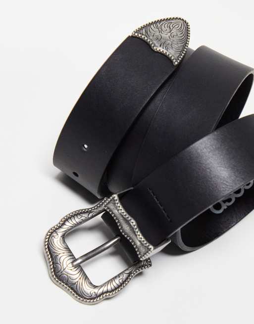 ASOS Design Webbing Belt with Matte Black Buckle in Black