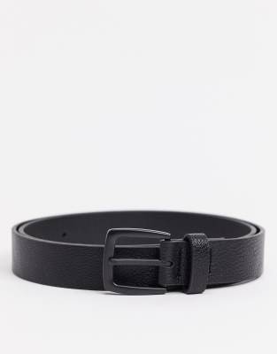 ASOS DESIGN wide faux leather belt with matte black buckle detail in black