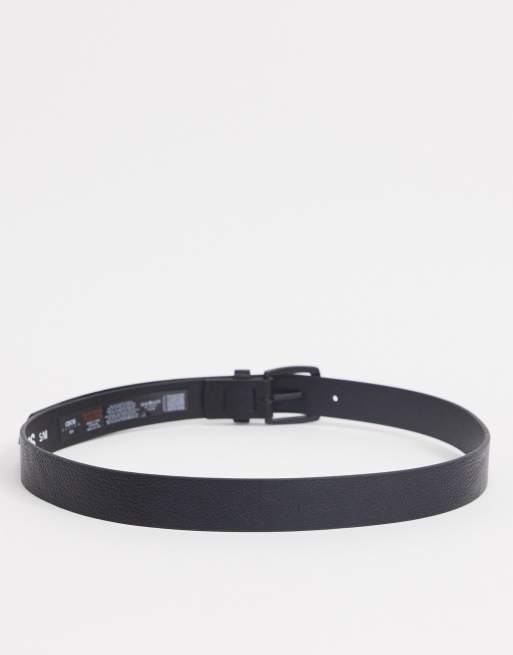 ASOS DESIGN leather wide belt in black with matte black buckle