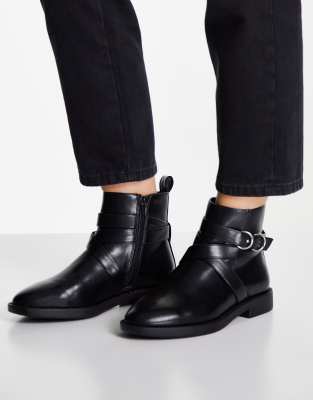 Asos Design Wide Fit Abby Flat Boots In Black | ModeSens