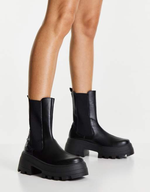 Lav aftensmad straf Mindre end ASOS DESIGN Wide Fit Ada chunky chelsea boots in black | ASOS