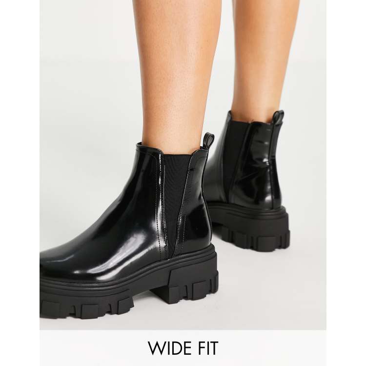 Mose stempel Ubevæbnet ASOS DESIGN Wide Fit Addy chunky chelsea boots in black | ASOS