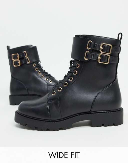 asos design adele hardwear lace up boots in black
