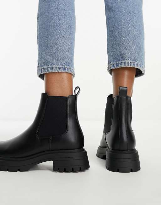 Asos design chelsea boots in cheap black leather with chunky sole