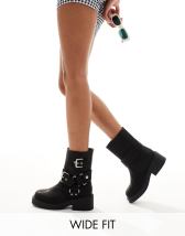 ASOS DESIGN Wide Fit – Captain – Kniehohe Motorrad-Stiefel in 