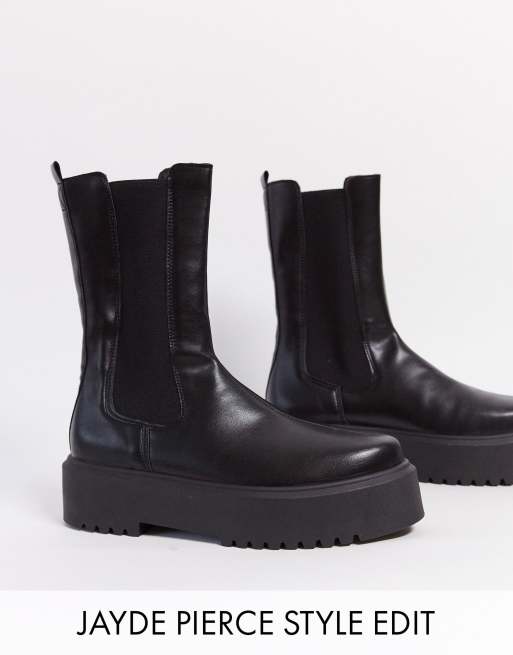 Konkret Læring Rejse ASOS DESIGN Wide Fit Alana chunky chelsea boots in black | ASOS