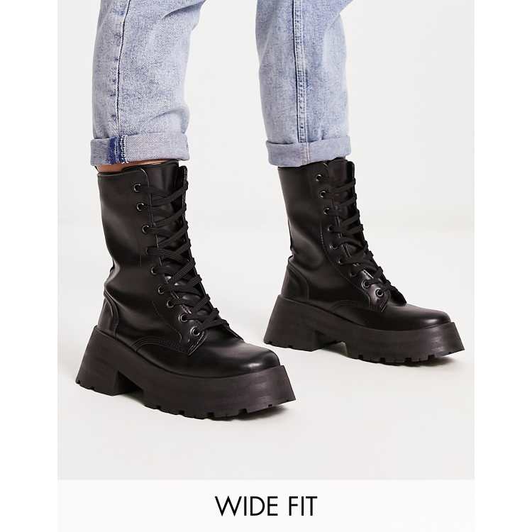 Asos design attitude wide fit chunky lace up boots sale