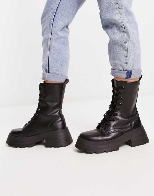 Asos design attitude wide on sale fit chunky lace up boots