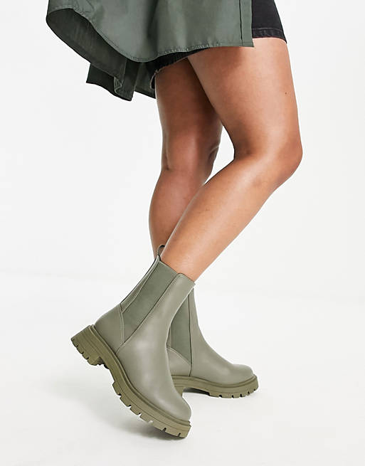 Womens Shoes Boots Ankle boots ASOS Wide Fit Alfie Chunky Chelsea Boots in Natural 