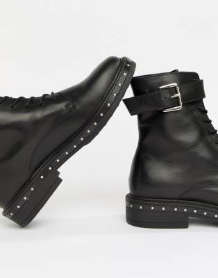 asos design anarchy leather lace up boots