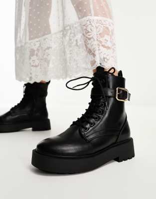 Asos design alva chunky lace hot sale up ankle boots in black