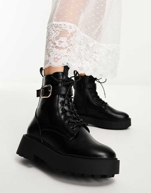 Wide fit lace shop up ankle boots