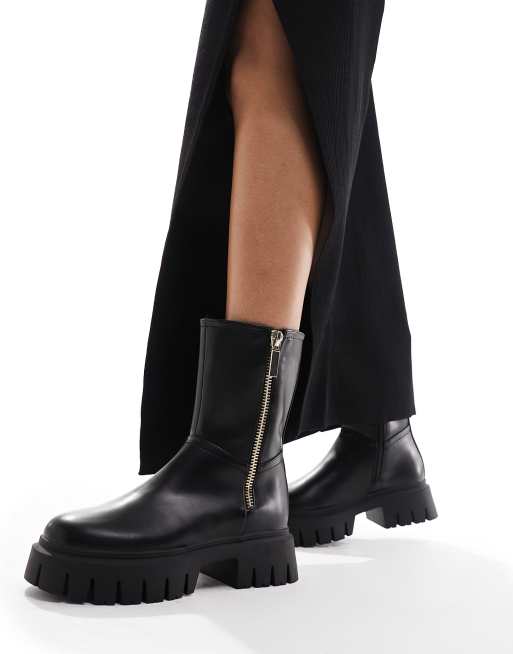 Asos black biker clearance boots