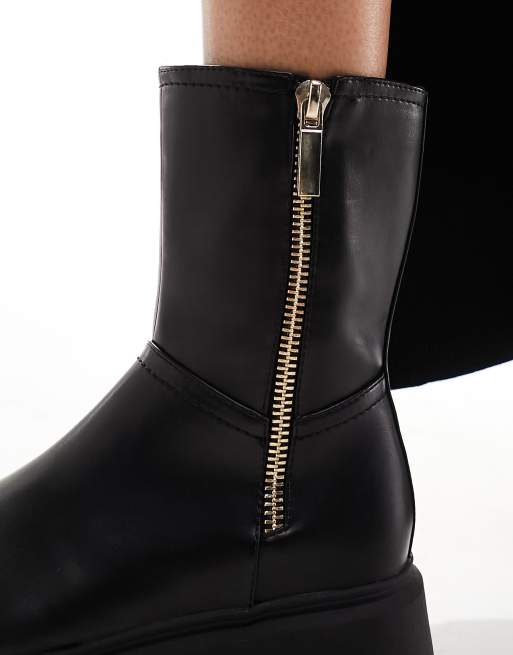 Platform Zip Front Mini Ankle Boots