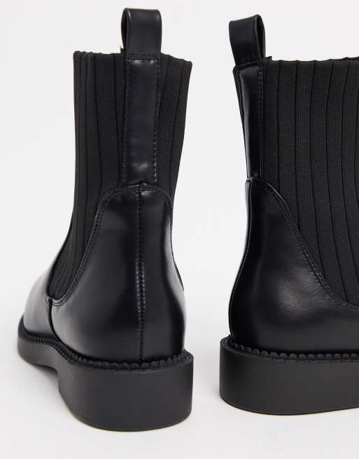 ASOS DESIGN Wide Fit Amanda chunky sock boots in black, 2 of 4