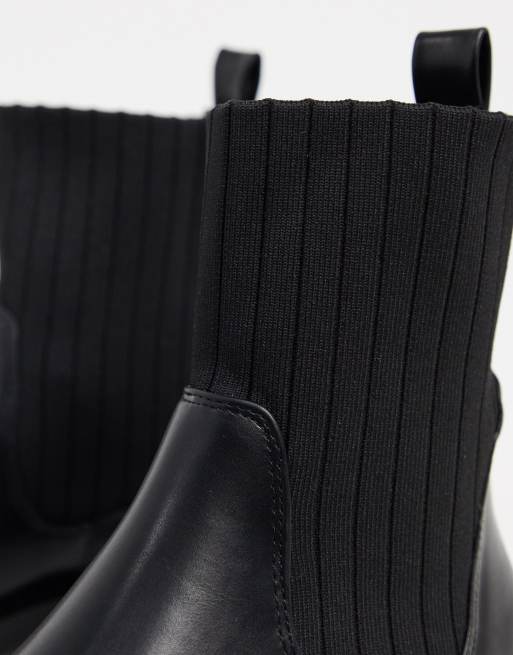 ASOS DESIGN Wide Fit Amanda chunky sock boots in black, 4 of 4
