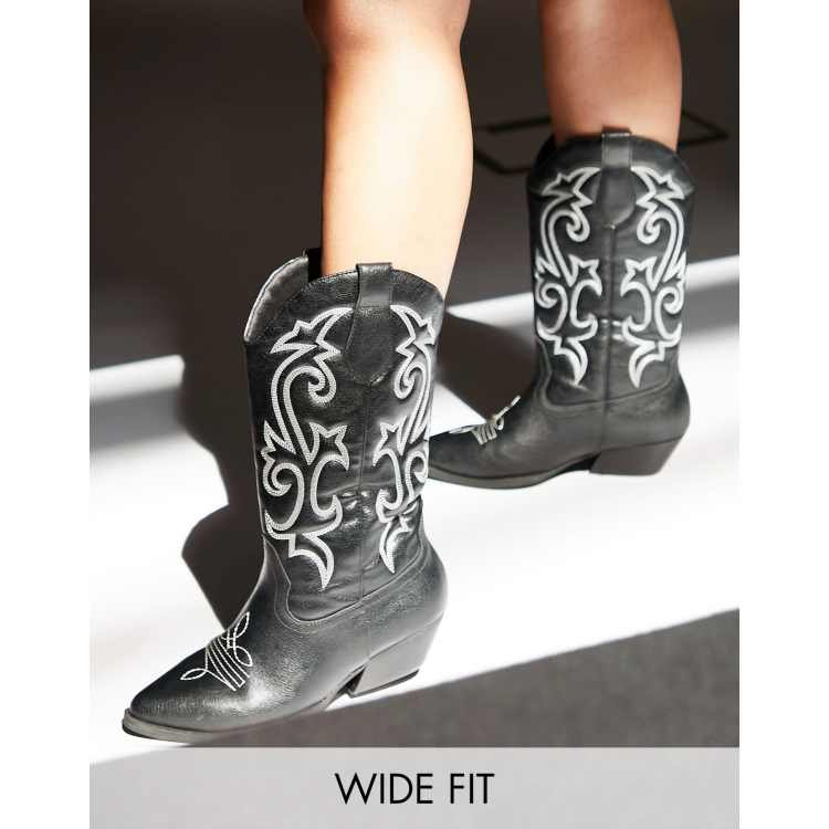 Wide width cheap cowboy booties