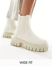 Raid Lizzo flat boots with contrast knit panel in beige | ASOS