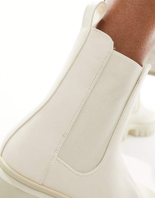 ASOS DESIGN Wide Fit Anthem chunky chelsea boots in off white