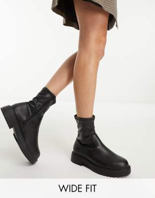 ASOS DESIGN Wide Fit Anton sock boot in black