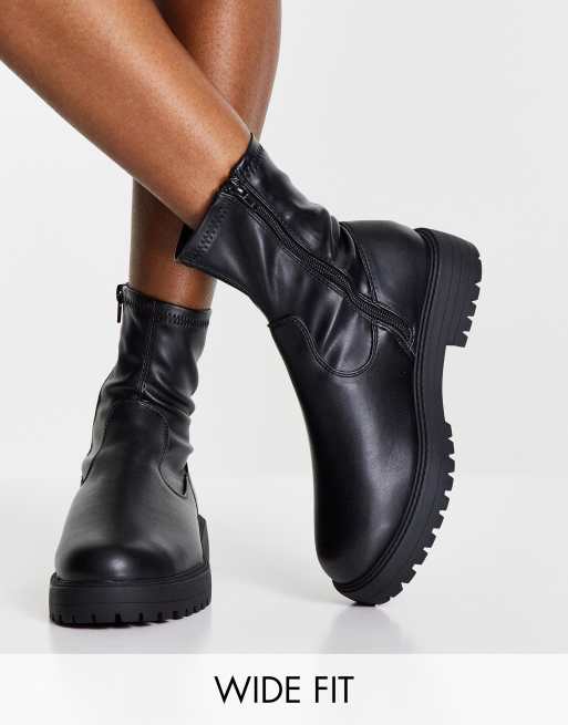 ASOS DESIGN Wide Fit Anton sock boot in black