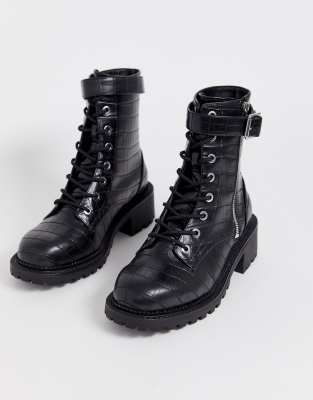 ASOS DESIGN Rally western boots with chain detail in black Smart Closet