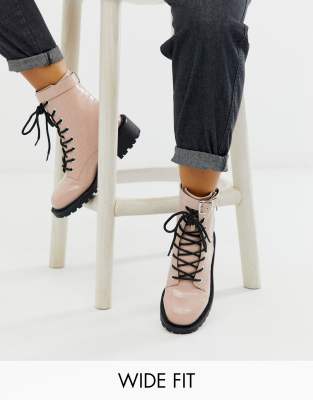 asos design adele hardwear lace up boots in black