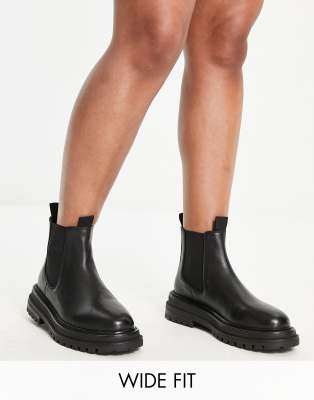 ASOS DESIGN Wide Fit Appreciate leather chelsea boots in black - ASOS Price Checker