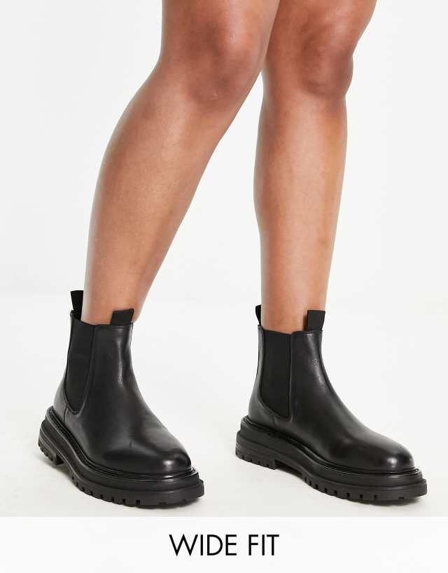 ASOS DESIGN Wide Fit Appreciate leather chelsea boots in black