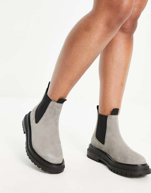 ASOS DESIGN Wide Fit Appreciate leather chelsea boots in grey suede