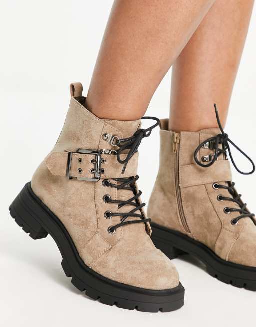 ASOS DESIGN Wide Fit April lace up hiker boots in gray | ASOS