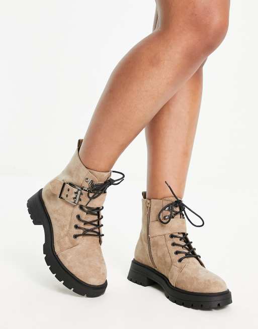 ASOS DESIGN Wide Fit April lace up hiker boots in gray | ASOS