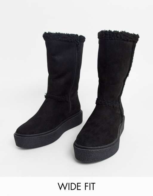 wide fit faux fur boots