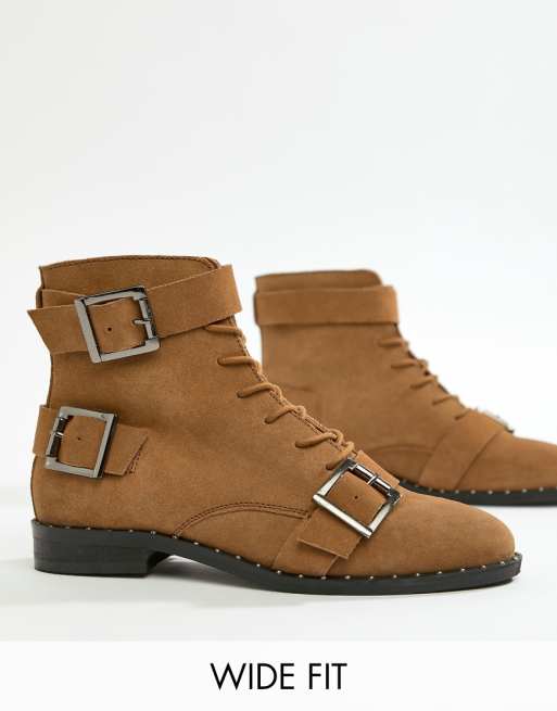 ASOS DESIGN Wide Fit Arabelle leather lace up boots | ASOS