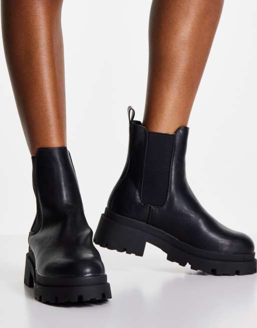 ASOS DESIGN Wide Fit Archer Bottines Chelsea chunky Noir