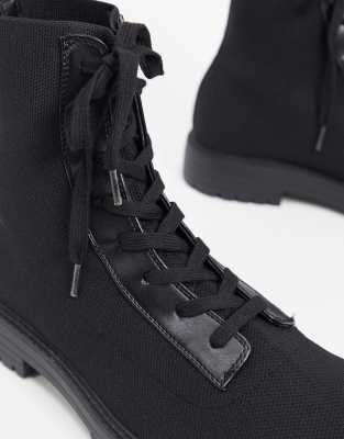 wide fit black lace up ankle boots
