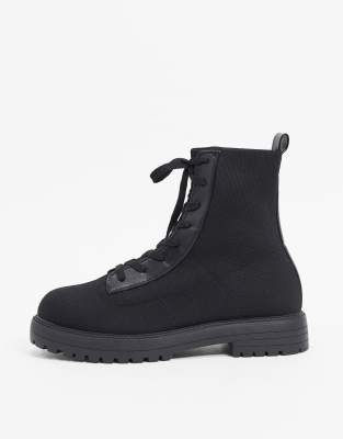 wide fit black lace up ankle boots
