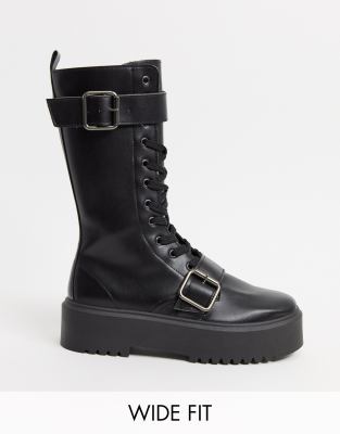 asos black buckle boots