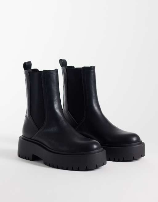 ASOS DESIGN Wide Fit Ashton chunky chelsea boots in black, 2 of 4